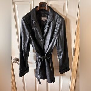 Wilsons Leather Black Belted Leather Jacket